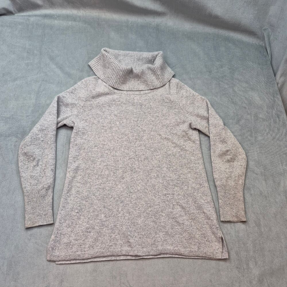 Talbots Womens Pure Cashmere Pullover Turtleneck Sweater Gray Long Sleeve Size M